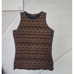 Womens Linda Leal sleeveless blouse.  Brown design.  Size Medium.
